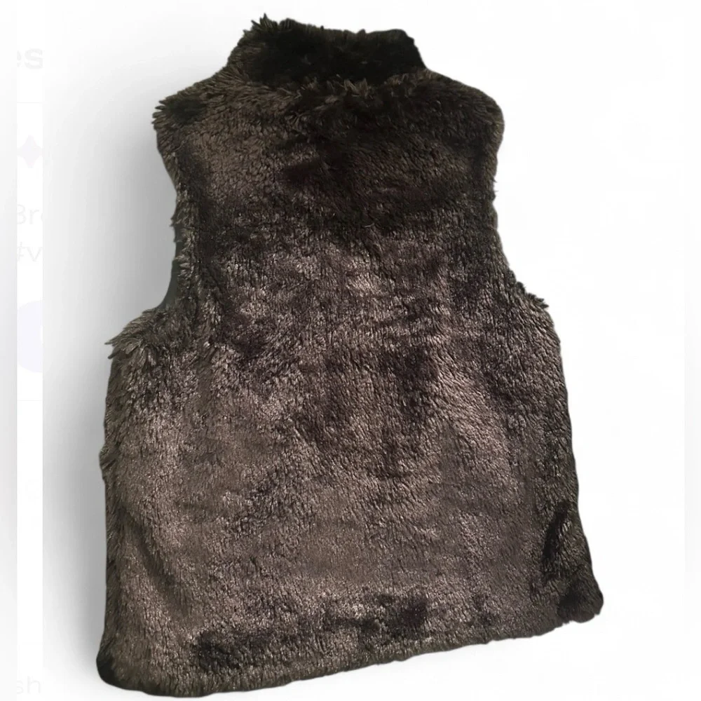 Mixit Dark Brown Faux Fur Zip-Up Ves